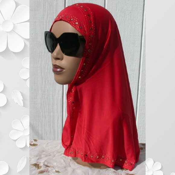 1 pc Instant Slip On Mona Style Hijab Pale Red - Picture 2 of 3